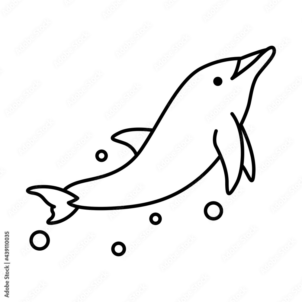Fototapeta premium Line art vector illustration of a dolphin