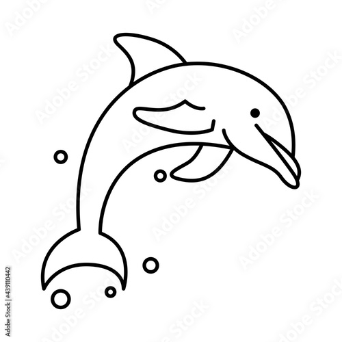 Line art vector illustration of a dolphin