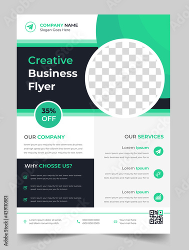 Corporate business flyer template design with green color. marketing, business proposal, promotion, advertise, publication, cover page. digital marketing agency flyer design. new business flyer design