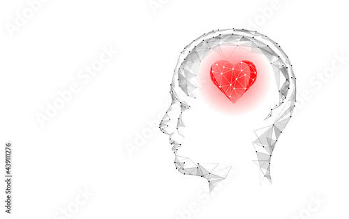 World Mental Health Day. Mood support drug therapy medical care. Sedative balance depression correction. Psychology disorder brain polygon medicine science banner vector illustration