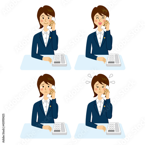 電話応対をする弁護士の女