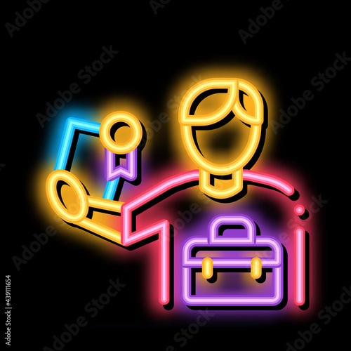 certificate license for work neon light sign vector. Glowing bright icon certificate license for work sign. transparent symbol illustration
