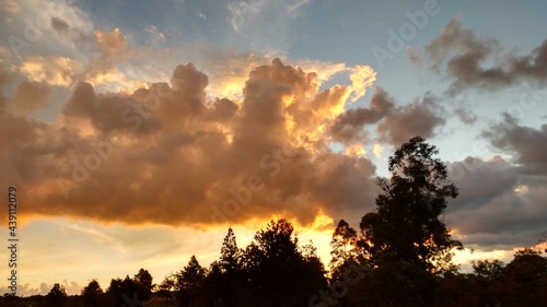 Sunset with horse-like clouds