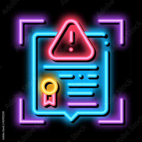 false license neon light sign vector. Glowing bright icon false license sign. transparent symbol illustration