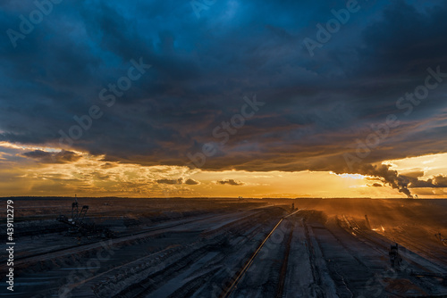Storm clouds over Hambach opencast mine  Germany.