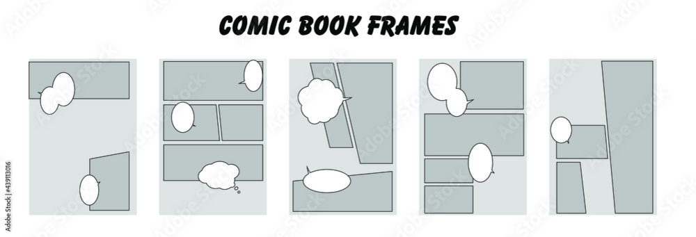 Fototapeta premium Set of comic strip, a sequence of panels with empty space for text and drawings.