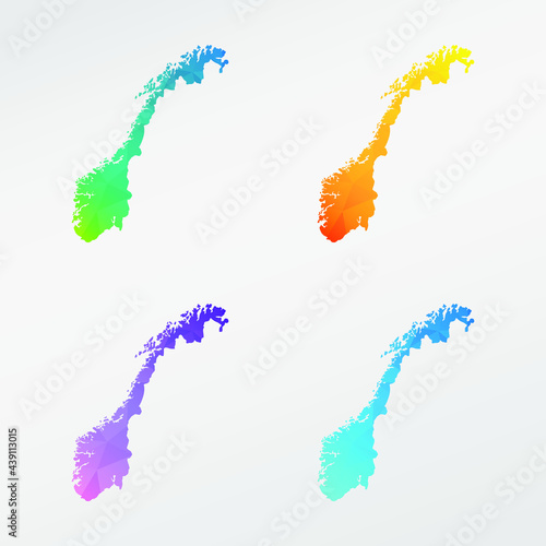 Norway Low Poly Map Clip Art Design. Geometric Polygon Graphic National Icon. Vector Illustration Symbol.