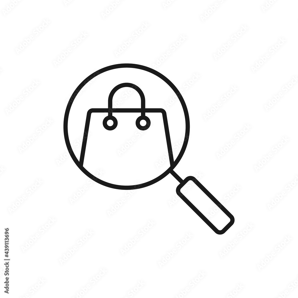 Shopping Bag with Search icon Vector Design. Shopping Bag icon with Searching design concept for e-commerce, online store and marketplace website, mobile, logo, symbol, button, sign, App UI Shopping Bag with Search icon Vector Design. Shopping Bag icon with Searching design concept for e-commerce, online store and marketplace website, mobile, logo, symbol, button, sign, App UI