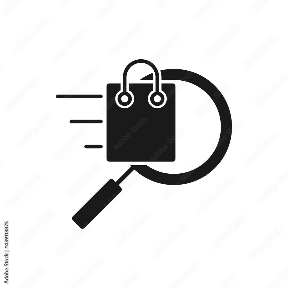 Shopping Bag with Search icon Vector Design. Shopping Bag icon with Searching design concept for e-commerce, online store and marketplace website, mobile, logo, symbol, button, sign, App UI Shopping Bag with Search icon Vector Design. Shopping Bag icon with Searching design concept for e-commerce, online store and marketplace website, mobile, logo, symbol, button, sign, App UI