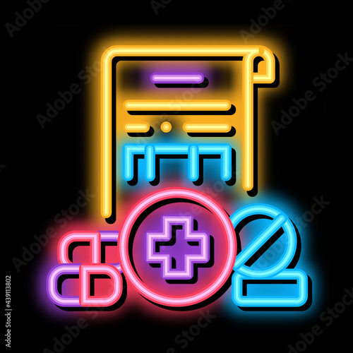 pharmaceutical license neon light sign vector. Glowing bright icon pharmaceutical license sign. transparent symbol illustration
