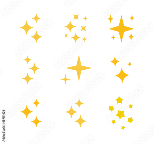 Sparkle flat icon set. Shimmer  shiny stars  flash