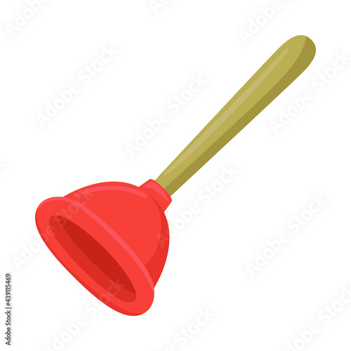 Plunger Sign Emoji Icon Illustration. Clean Tool Vector Symbol Emoticon Design Clip Art Sign Comic Style.