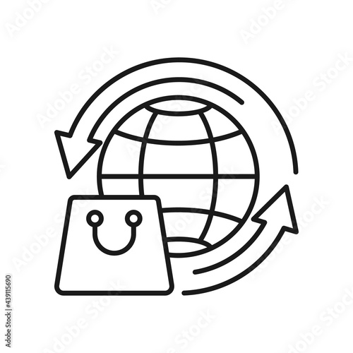 Shopping Cart with Globe icon Vector Design. Shopping Cart icon with Globe design concept for e-commerce, online store and marketplace website, mobile, logo, symbol, button, sign, App UI