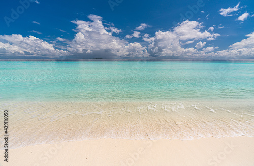 Fototapeta Naklejka Na Ścianę i Meble -  Paradise white sand beach and turquoise water in nice summer day, Gulhi Island, Maldives