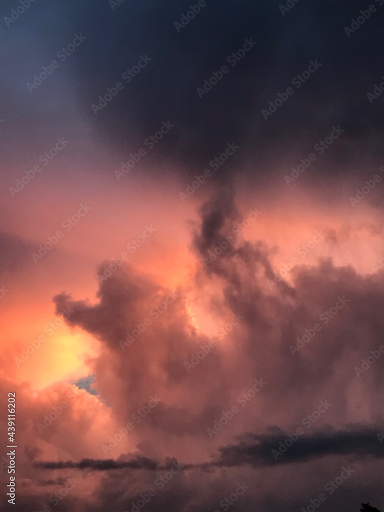 gentle and colorful sunset, summer sky background