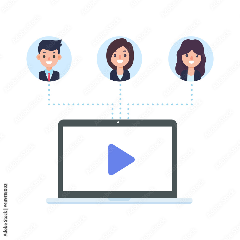 vector businessman on computer screen online meeting concept vector businessman on computer screen online meeting concept