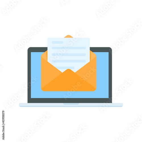 vector letter on computer monitor The concept of e-mail communication