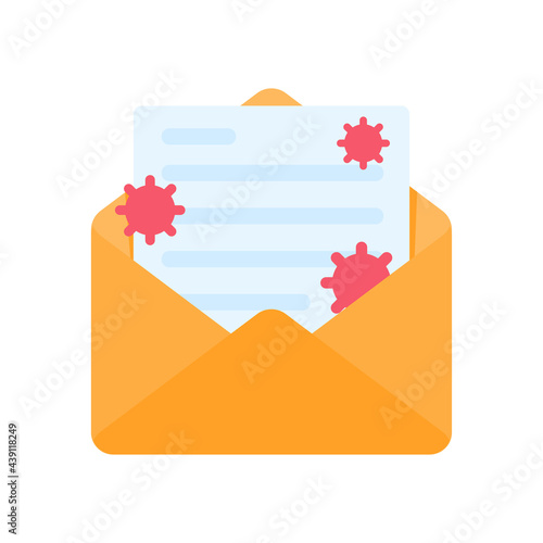 Computer with red screen. The concept of ransom computer virus infection from email