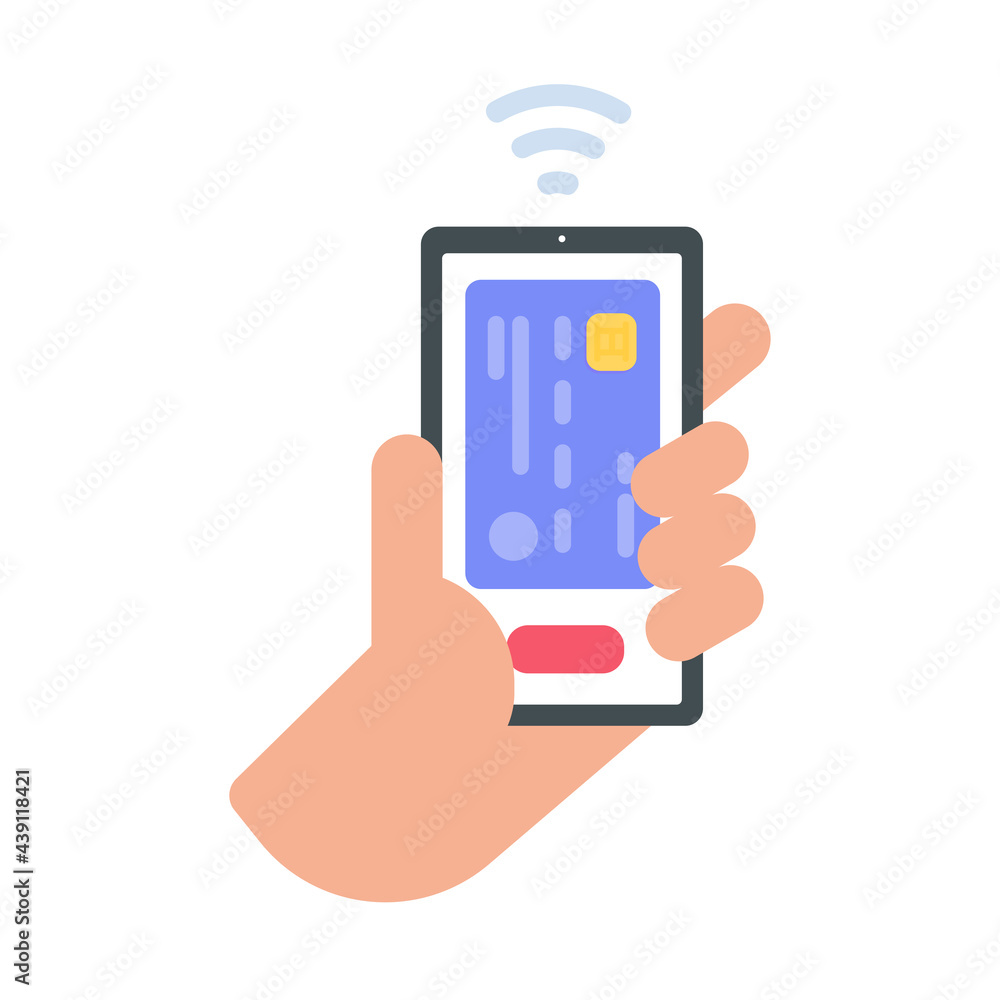Businessman holding a mobile to pay online via credit card online shopping concept Businessman holding a mobile to pay online via credit card online shopping concept