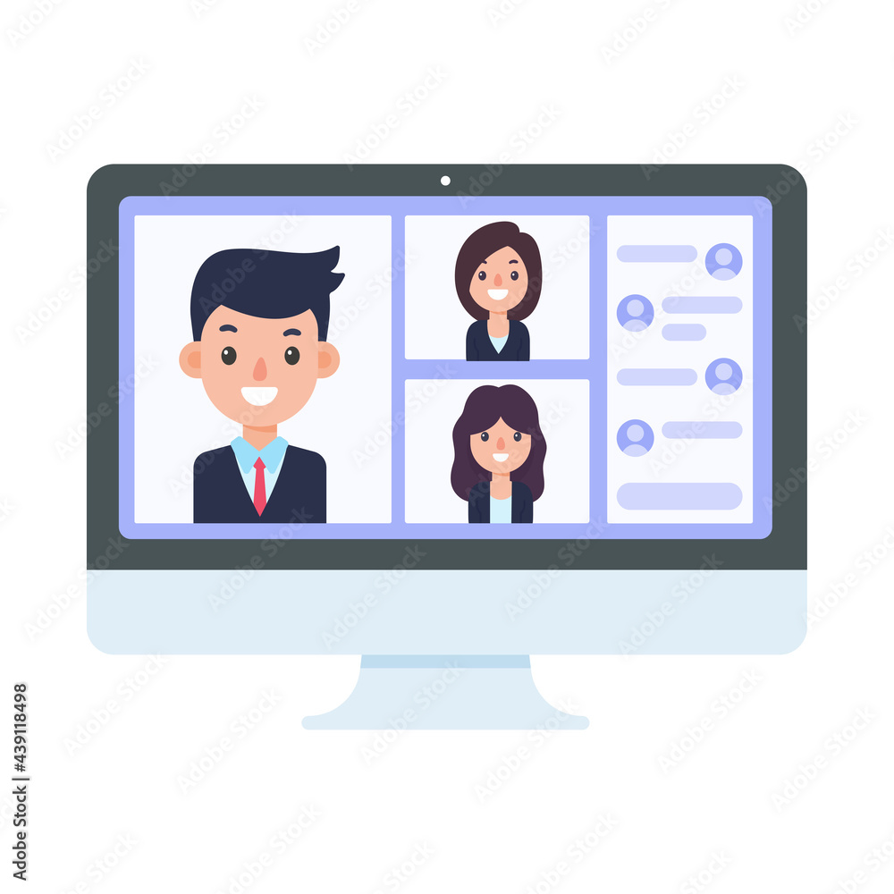 vector businessman on computer screen online meeting concept