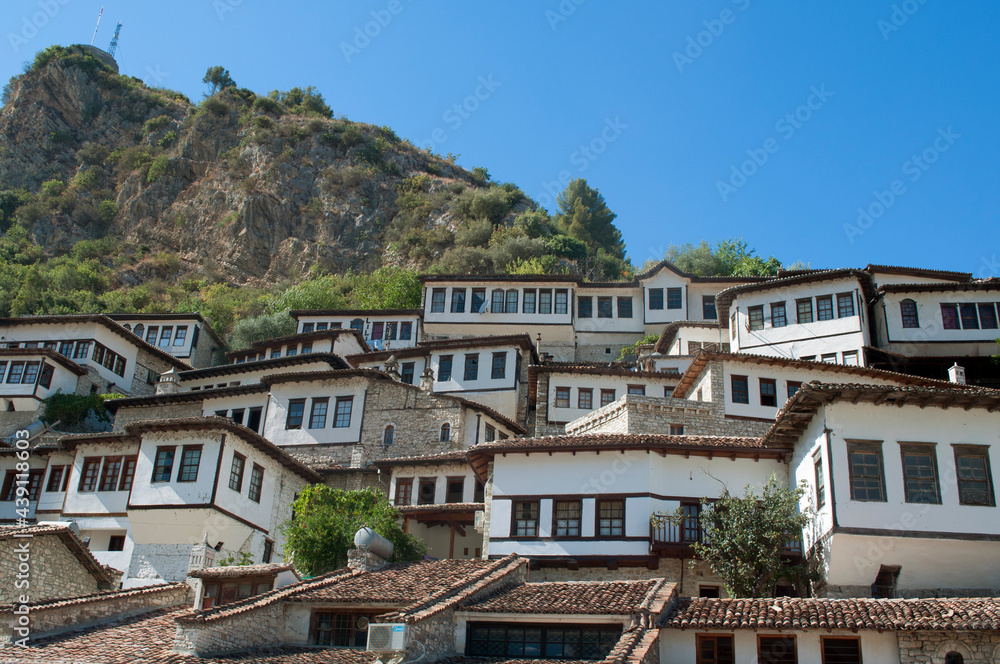 Berat Cityscape, Traditional Houses. Albania