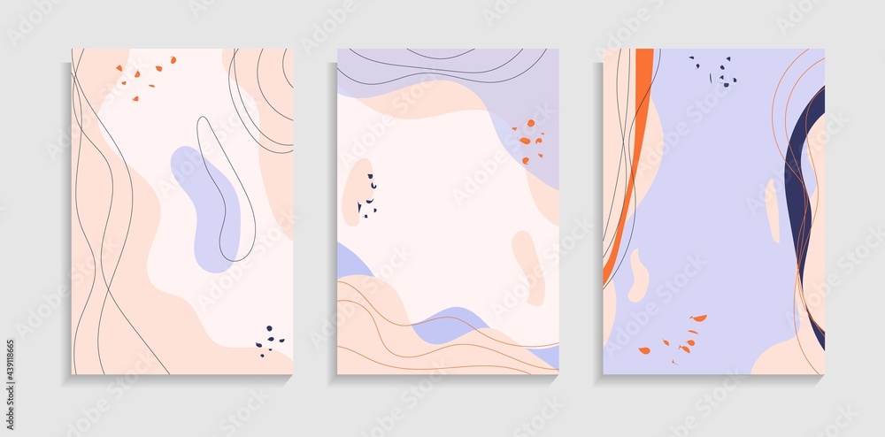 Set of Abstract Shapes and Minimal Lines Hand Drawn Background. Can Be Used For Poster, Banner, Wallpaper, Cover Or Presentation.