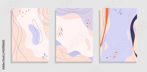 Set of Abstract Shapes and Minimal Lines Hand Drawn Background. Can Be Used For Poster, Banner, Wallpaper, Cover Or Presentation.