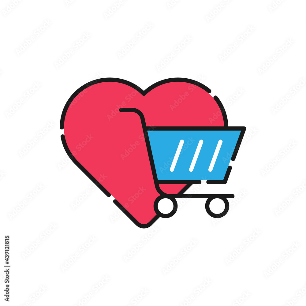 Shopping Wish List icon Vector Illustration. Shopping Wish List with Love Shape icon design concept for e-commerce, online store and marketplace website, mobile, logo, symbol, button, sign, App UI Shopping Wish List icon Vector Illustration. Shopping Wish List with Love Shape icon design concept for e-commerce, online store and marketplace website, mobile, logo, symbol, button, sign, App UI