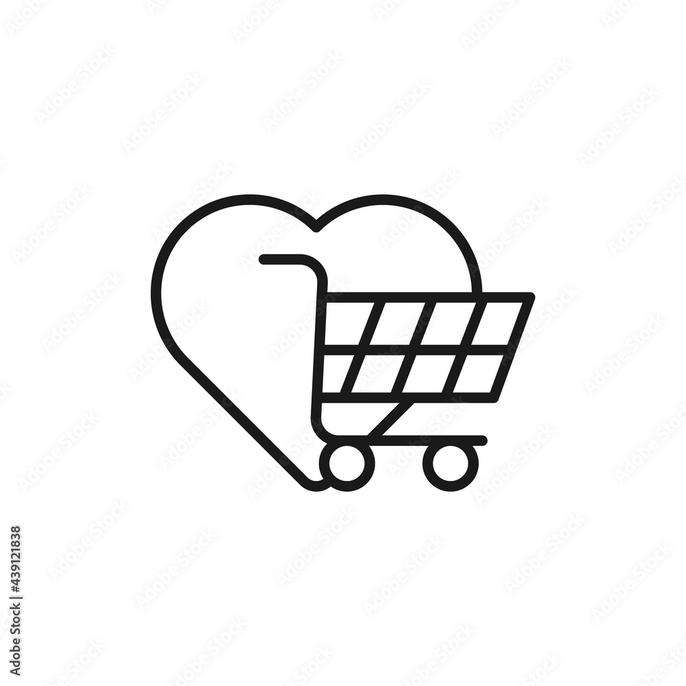 Shopping Wish List icon Vector Illustration. Shopping Wish List with Love Shape icon design concept for e-commerce, online store and marketplace website, mobile, logo, symbol, button, sign, App UI Shopping Wish List icon Vector Illustration. Shopping Wish List with Love Shape icon design concept for e-commerce, online store and marketplace website, mobile, logo, symbol, button, sign, App UI