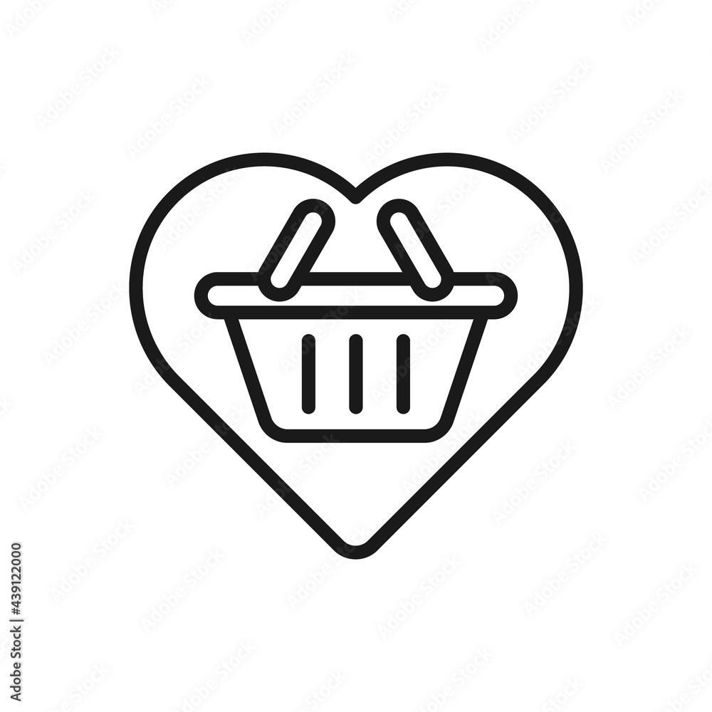 Shopping Wish List icon Vector Illustration. Shopping Wish List with Love Shape icon design concept for e-commerce, online store and marketplace website, mobile, logo, symbol, button, sign, App UI Shopping Wish List icon Vector Illustration. Shopping Wish List with Love Shape icon design concept for e-commerce, online store and marketplace website, mobile, logo, symbol, button, sign, App UI