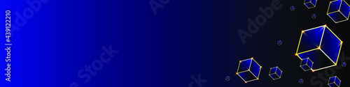 Abstract squares pattern luxury dark blue with gold vector background