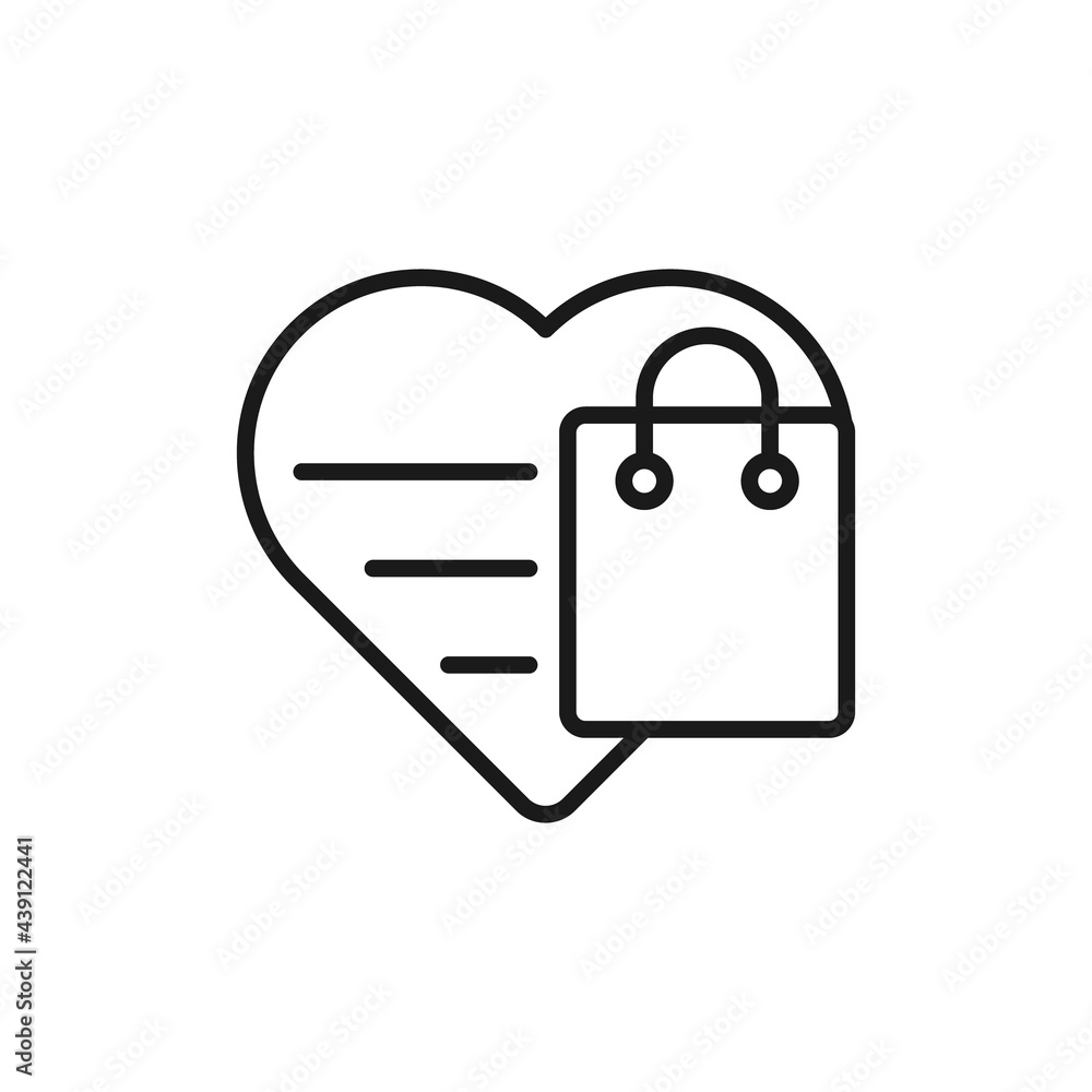 Shopping Wish List icon Vector Illustration. Shopping Wish List with Love Shape icon design concept for e-commerce, online store and marketplace website, mobile, logo, symbol, button, sign, App UI Shopping Wish List icon Vector Illustration. Shopping Wish List with Love Shape icon design concept for e-commerce, online store and marketplace website, mobile, logo, symbol, button, sign, App UI