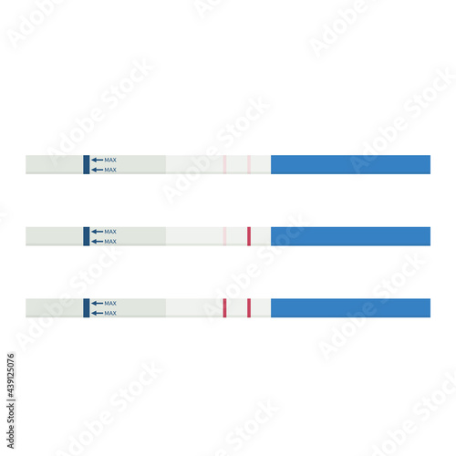 Pregnancy test set. Positive and negative pregnancy tests, flat design
