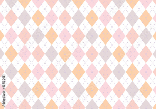 【背景素材】アーガイルチェック柄53　白背景（茶色、ピンク、グレー、オレンジ） photo