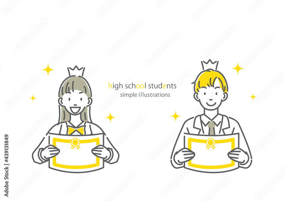 満足げに表彰状を見せる高校生 シンプルでおしゃれな線画イラスト Stock Vector Adobe Stock 満足げに表彰状を見せる高校生 シンプルでおしゃれな線画イラスト Stock Vector Adobe Stock