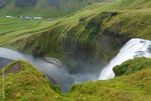 Skogafoss falls in summer season view, Iceland