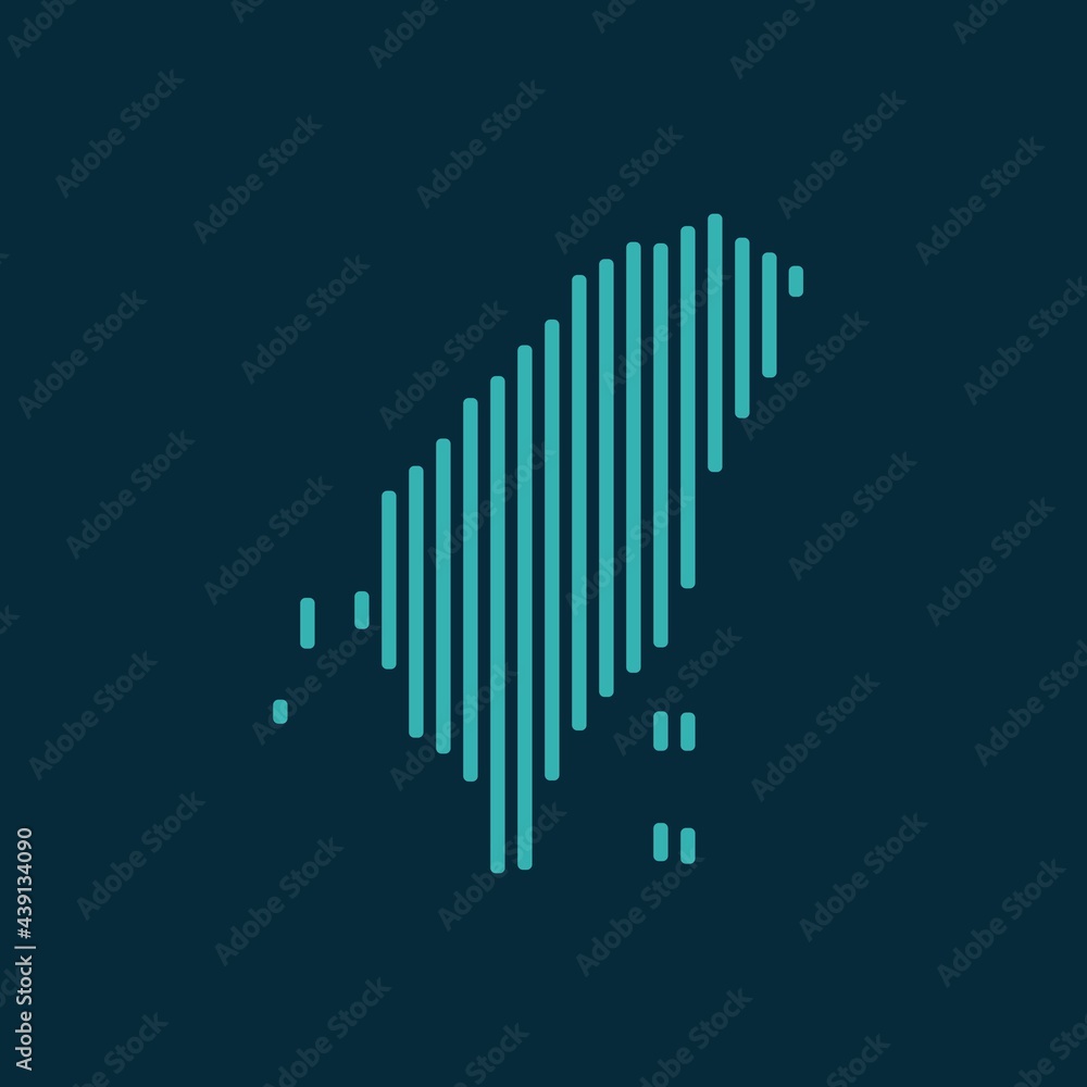 Vector abstract map of Taiwan with blue straight rounded lines isolated on a indigo background. Vector abstract map of Taiwan with blue straight rounded lines isolated on a indigo background.