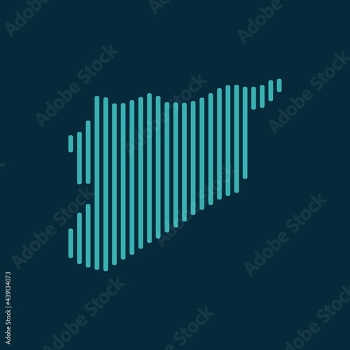 Vector abstract map of Syria with blue straight rounded lines isolated on a indigo background.