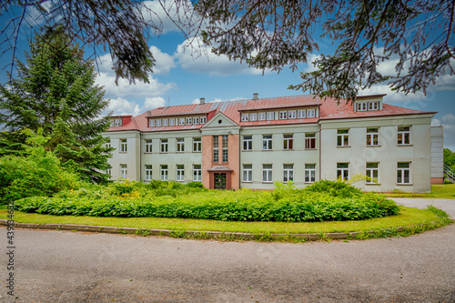 Historic agricultural school building in the city of Sedziejowice, Poland. 