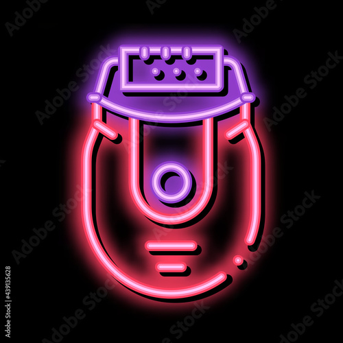 epilator device neon light sign vector. Glowing bright icon epilator device sign. transparent symbol illustration