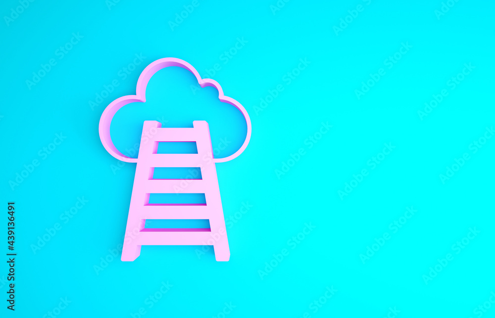 Pink Stair with finish flag icon isolated on blue background. Career growth business concept. Concept of business development. Minimalism concept. 3d illustration 3D render Pink Stair with finish flag icon isolated on blue background. Career growth business concept. Concept of business development. Minimalism concept. 3d illustration 3D render