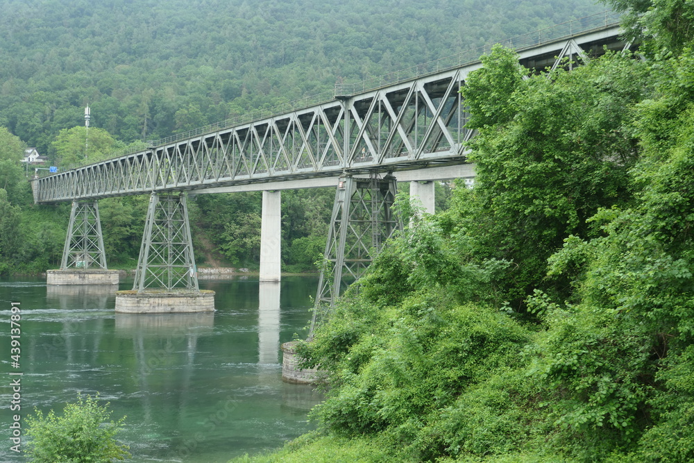 Eisenbahn-Fachwerkbrücke Hemishofen Schweiz Eisenbahn-Fachwerkbrücke Hemishofen Schweiz
