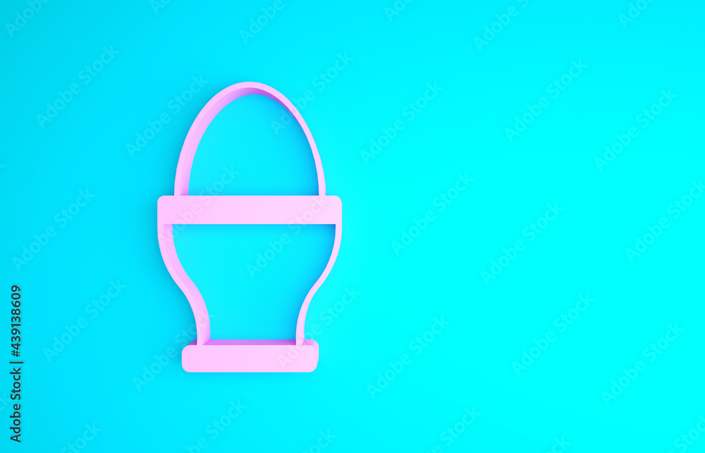 Pink Chicken egg on a stand icon isolated on blue background. Minimalism concept. 3d illustration 3D render Pink Chicken egg on a stand icon isolated on blue background. Minimalism concept. 3d illustration 3D render