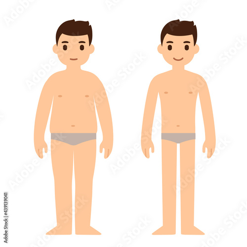 Cartoon man fat and slim