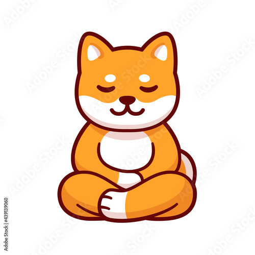 Cartoon Shiba Inu dog meditating