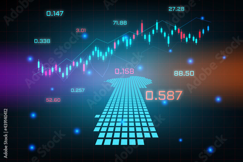 Stock market background or forex trading business graph chart for financial investment concept of Benin map. business idea and technology innovation design.