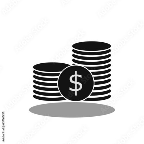 money icon with minimal coin money isolated on white background for business financial.