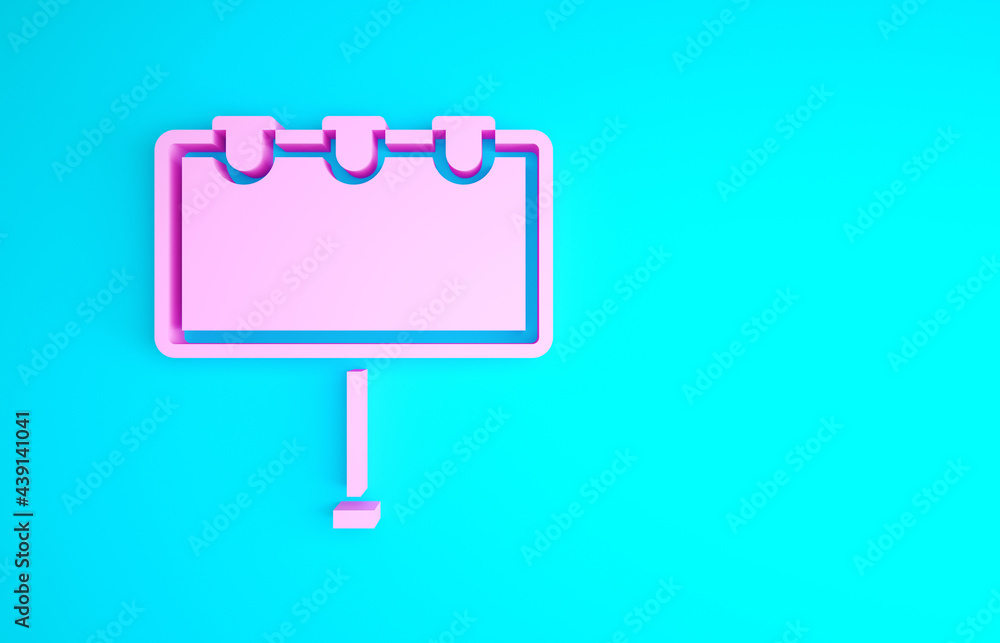Pink Blank big billboard with lights icon isolated on blue background. Minimalism concept. 3d illustration 3D render Pink Blank big billboard with lights icon isolated on blue background. Minimalism concept. 3d illustration 3D render
