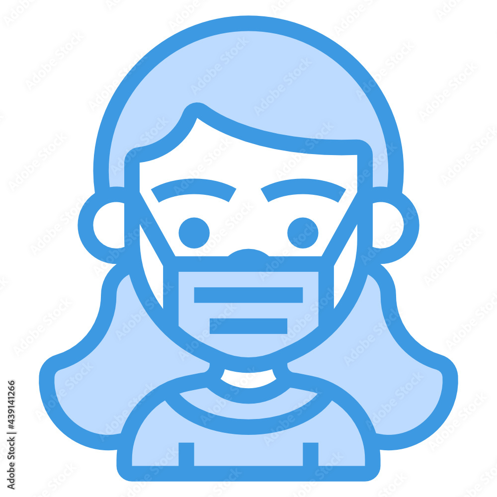 Girl blue line icon Girl blue line icon