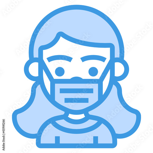 Girl blue line icon
